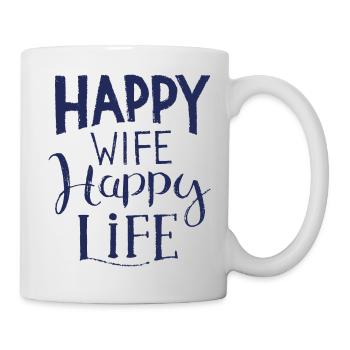 Heureuse femme vie heureuse disant femme - Mug blanc - blanc - Droite