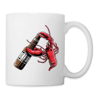 Beer Drinking Lobster Funny Craft Beer Shirt - Mug - white - Right