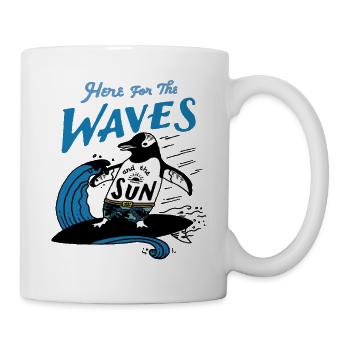Ici pour les vagues et le soleil. - Mug blanc - blanc - Droite
