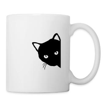 Schwarze Katze - Tasse - Weiß - Rechts