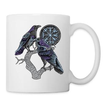 Odins Raben Shirt Wikinger keltischen Huginn Muninn - Tasse - Weiß - Rechts