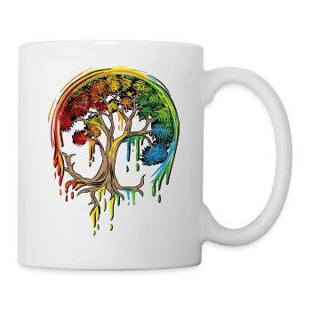 Buntes Baum-Leben ist wirklich gutes Baum-Kunst-Hemd - Tasse - Weiß - Rechts