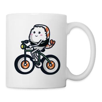 Sushi sur un vélo - Mug blanc - blanc - Droite
