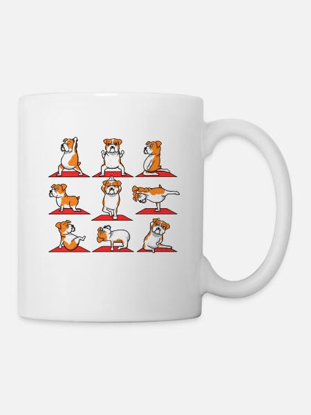 Bulldog anglais Gymnastique de yoga - Mug blanc - blanc