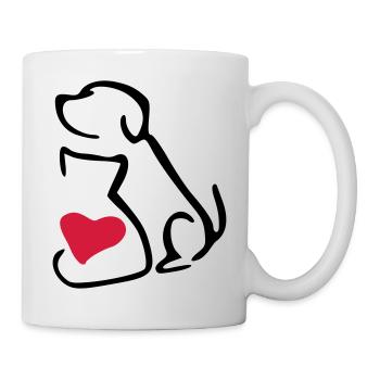 hunde katzen liebe - Tasse - Weiß - Rechts