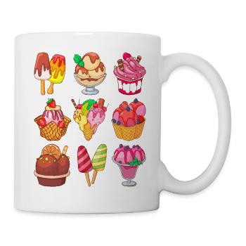 Eis Speiseeis Eiskrem Eiscreme Kugeleis Eisbecher - Tasse - Weiß - Rechts