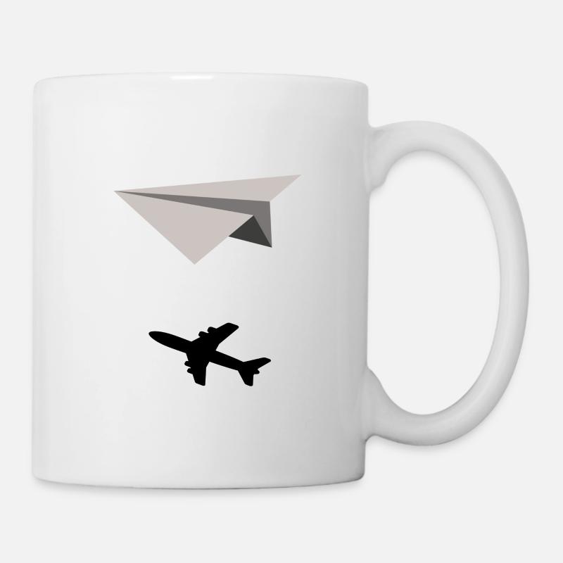 Papierflieger Schatten Flugzeug Geschenkidee - Tasse - Weiß