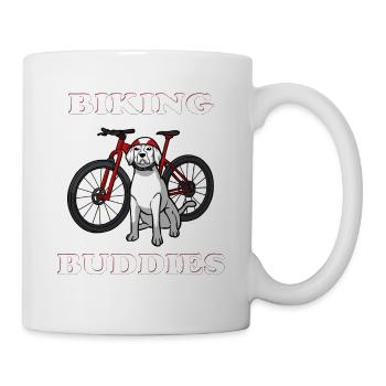 Biking buddies dog lovers with bicycle gift - Mug - white - Right