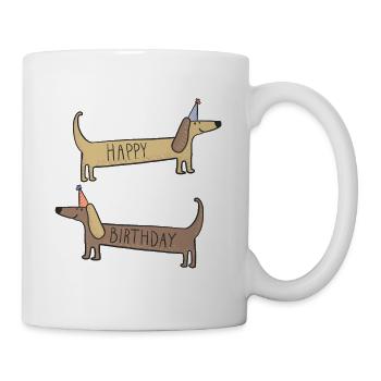 Dogs Happy Birthday T-Shirt - Tasse - Weiß - Rechts