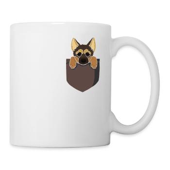 German shepherd puppy in bag gift - Mug - white - Right