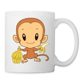Naughty Monkey avec bannane - Mug blanc - blanc - Droite