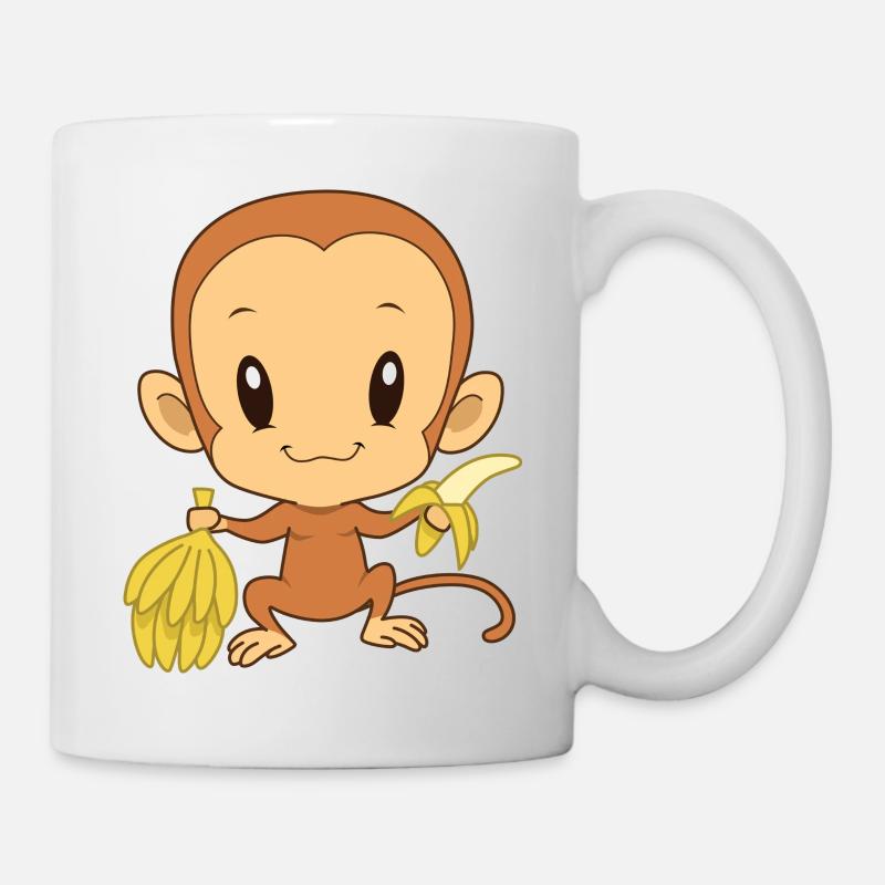 Naughty Monkey avec bannane - Mug blanc - blanc