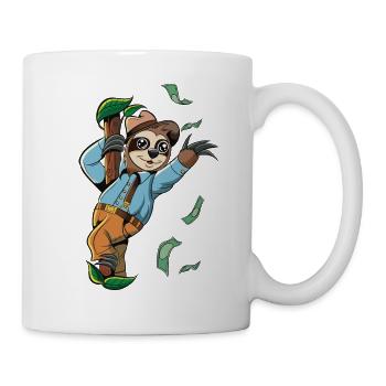 Pole tanzendes Faultier Tier Geld Cartoon Geschenk - Tasse - Weiß - Rechts