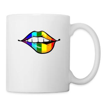 Lippen LGTB Pride Gay Homosexuell Regenbogen - Tasse - Weiß - Rechts