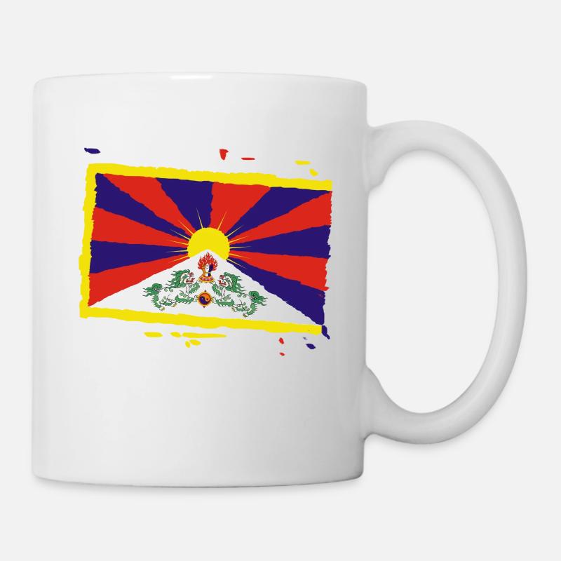 Tibet Flagge - Tasse - Weiß