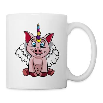 Schweinchen Einhorn Schweinhorn Engel Schwein süss - Tasse - Weiß - Rechts