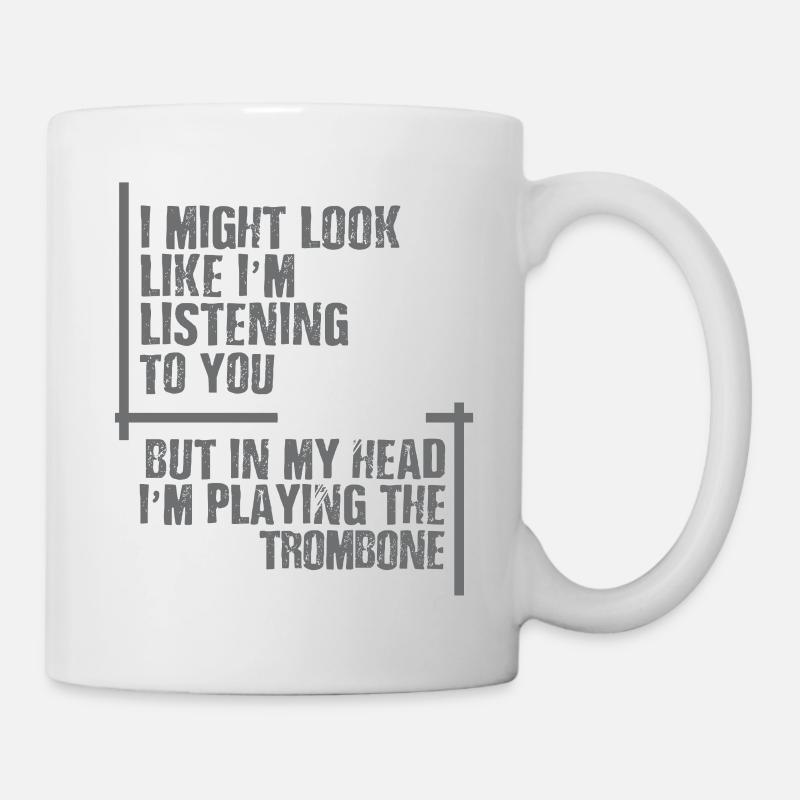 Trombone jouant dans ma tête - Mug blanc - blanc