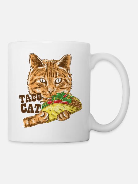 Taco Cat Lieblingsessen Adorable Animals Mexican - Tasse - Weiß