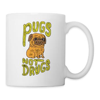 Pugs nicht Drogen - Mops T-Shirt für Mops Mama und Papa - Tasse - Weiß - Rechts