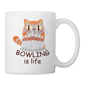 Bowling is life - cat cone - illustration - Mug - white - Right