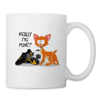 Fussball Katze - Fussballschuhe - Ball - Fussball - Tasse - Weiß - Rechts