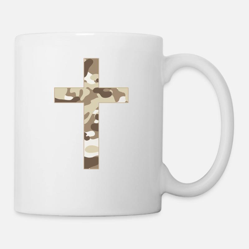 croix de soldat chrétien - Mug blanc - blanc