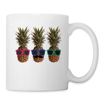 Funny cool pineapple with sunglasses and beard - Mug - white - Right