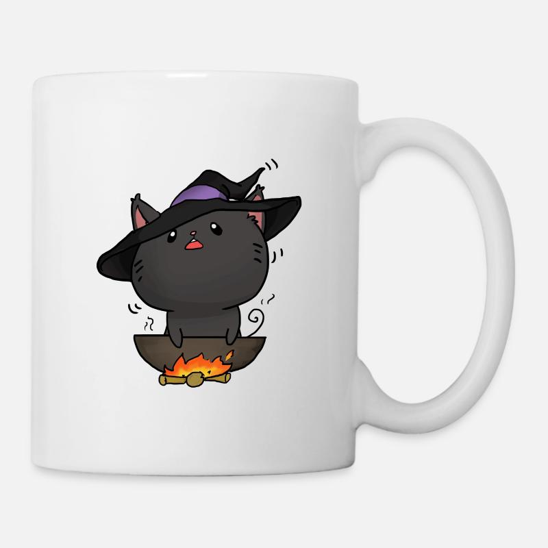 Hexe Katze Kawaii - Tasse - Weiß