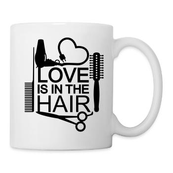L'amour est dans les cheveux (coiffeur, 1c) - Mug blanc - blanc - Droite