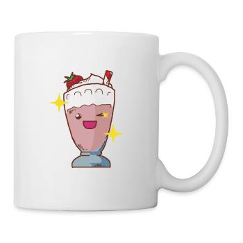 Milchshake Erdbeershake Erdbeermilchshake Shake - Tasse - Weiß - Rechts