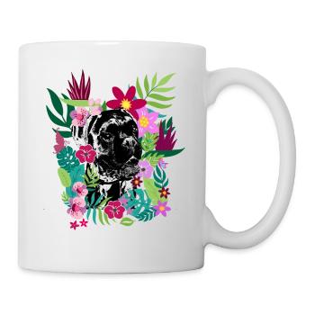 Boxer dog colorful flowers - Mug - white - Right