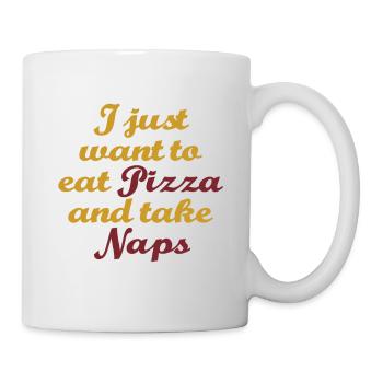 Lustige Nap King T-Shirt Design Pizza Nickerchen - Tasse - Weiß - Rechts