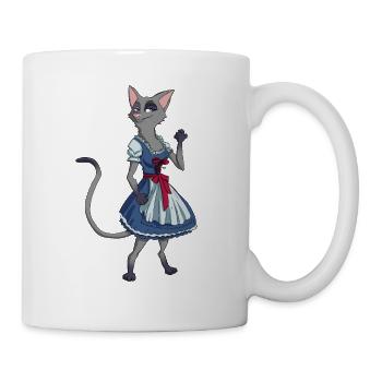 Katze Dirndl Tracht - Tasse - Weiß - Rechts
