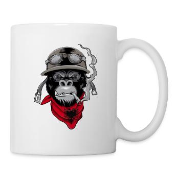 Albanien Motorrad Helm Motorradfahrer Biker Eagle - Tasse - Weiß - Rechts