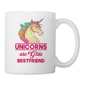 Unicorns are girls bestfriends! - Tasse - Weiß - Rechts