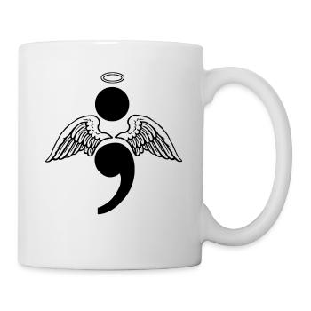 Cadeau de suicide de dépression de point-virgule d'ange - Mug blanc - blanc - Droite