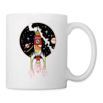 Retro- Raketenschiff, das WeltraumShuttle anläuft - Tasse - Weiß - Rechts