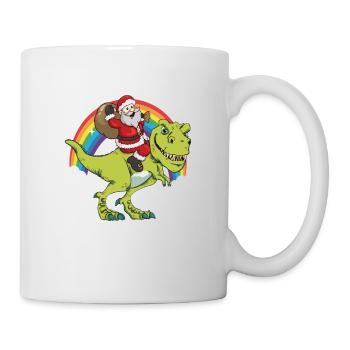 Santa Claus Rides On T-Rex Dinaur - Mug - white - Right