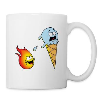 Eiscreme versus Flammen-lustiger Spaß-Neuheits-Entwurf - Tasse - Weiß - Rechts