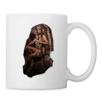 Indian woman native american illustration gift - Mug - white - Right