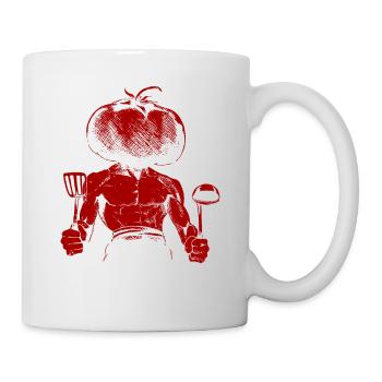 Tomaten Mann Koch Muskeln - Tasse - Weiß - Rechts