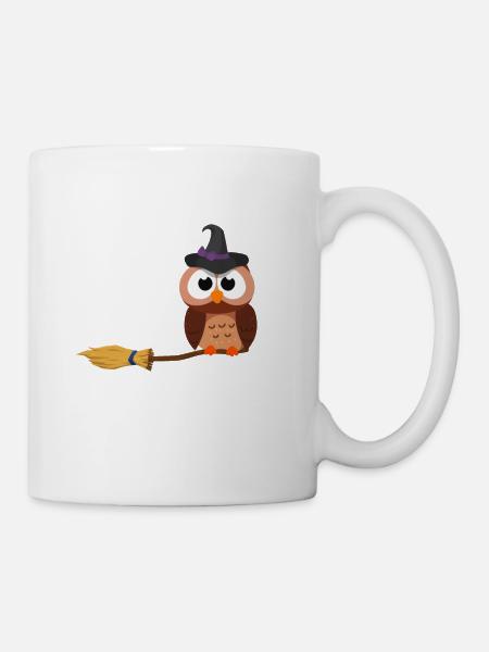 Halloween Süße Eule Hexe - Tasse - Weiß