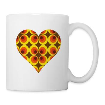 70er Jahre Herz - Tasse - Weiß - Rechts