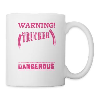 Warning I belong to a trucker - road rage - Mug - white - Right