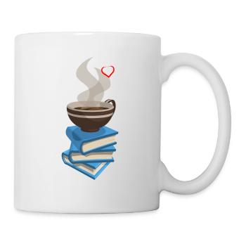Tee Kaffee Trinken Bücher Lesen Uni Geschenk - Tasse - Weiß - Rechts
