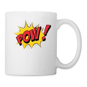 POW ! Comic Sprechblase - Cartoon Funny Pop Art - Tasse - Weiß - Rechts