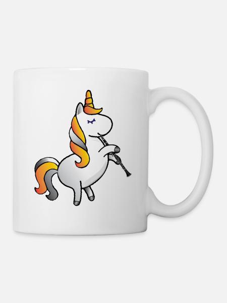 Licorne joue de la clarinette - Mug blanc - blanc
