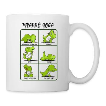 TRex Yoga für Frauen & Männer | Namaste Om Dinosaurier-Licht - Tasse - Weiß - Rechts