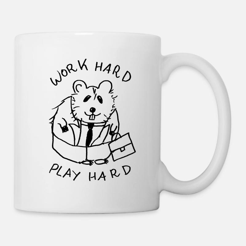 work hard play hard hamster - Tasse - Weiß