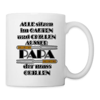 Lustiger Grill-Spruch - Papa Chillen Grillen - Tasse - Weiß - Rechts